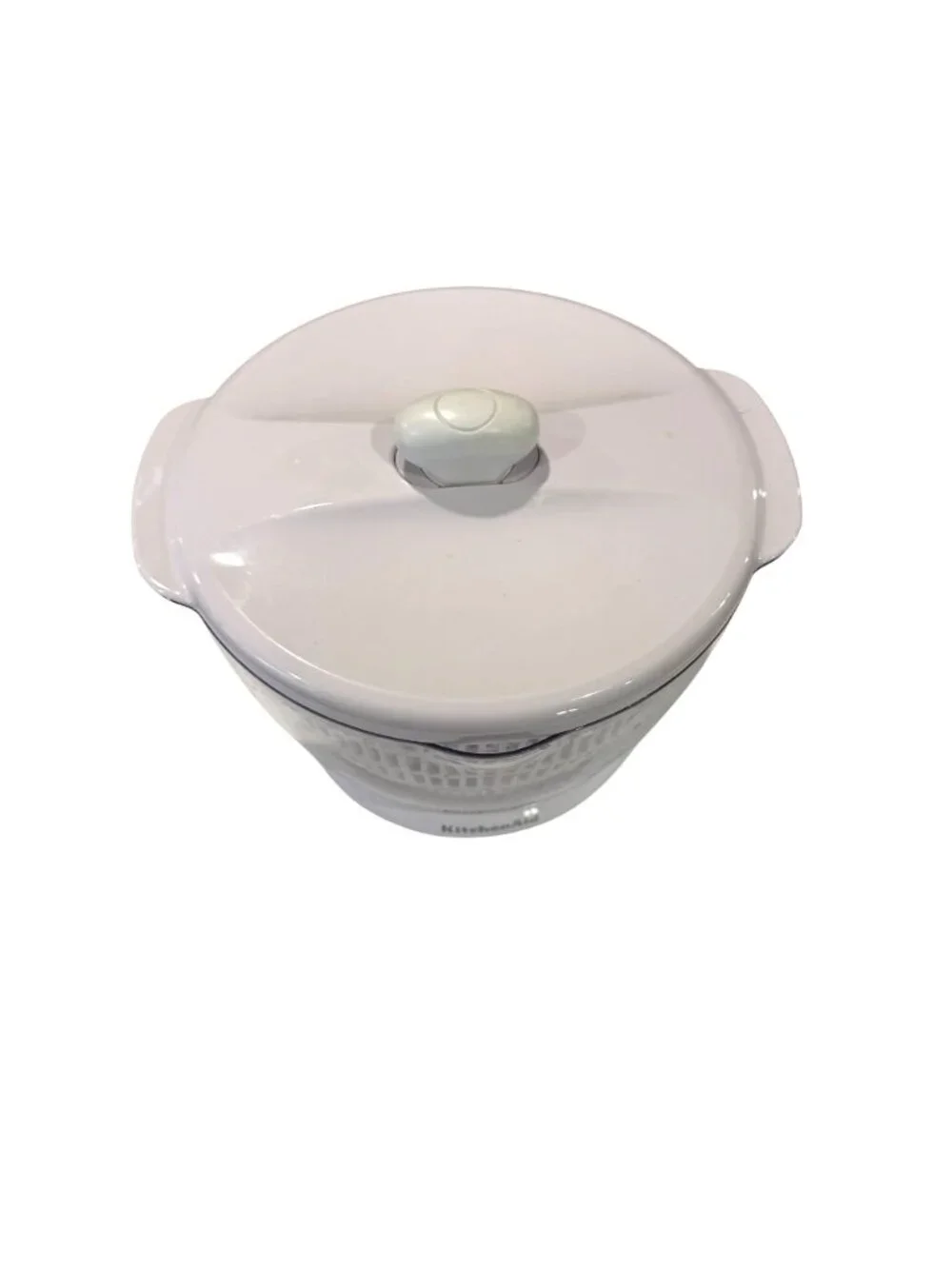 KitchenAid Salad Spinner White Plastic Compact Easy Grip Handle Non Slip Base